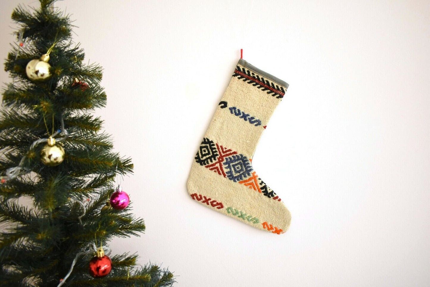 Rug Christmas Socks, Christmas Decoration, Kilim Christmas Stocking, S69