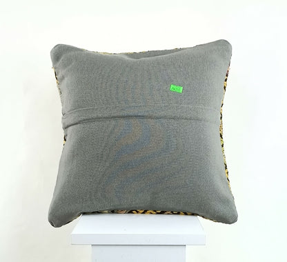 14x14 Kilim Cushion Cover Turkish Ottoman Boho Rustic Throw Pillow Case A1312