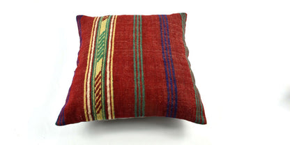18"x18" Kilim Pillow Cover  Handmade Turkish Vintage Cushion Tribal Lumbar 3393