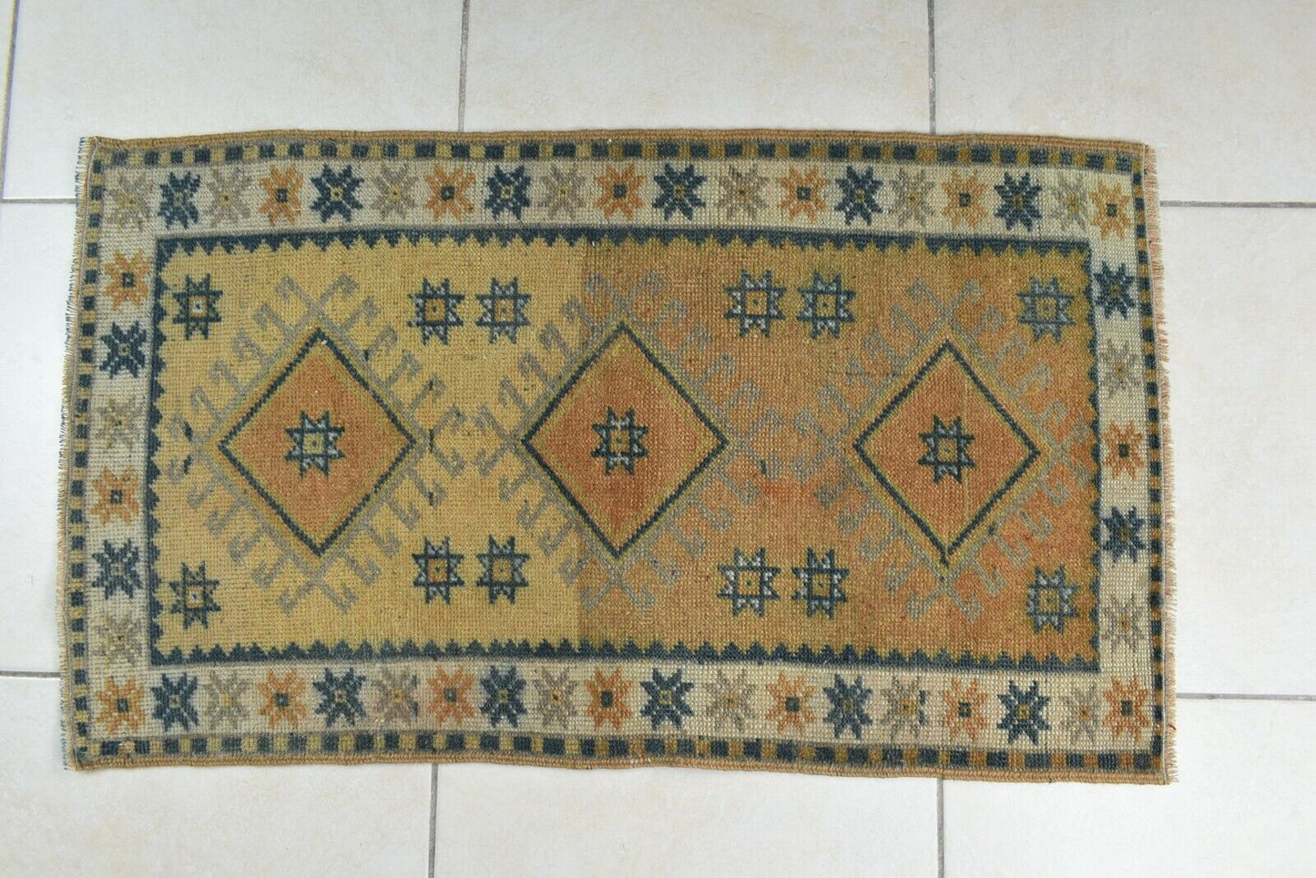 3x1.8 ft Anatolian Runner Small Vintage Rug Oushak Runner Mini Turkish Rug Y89