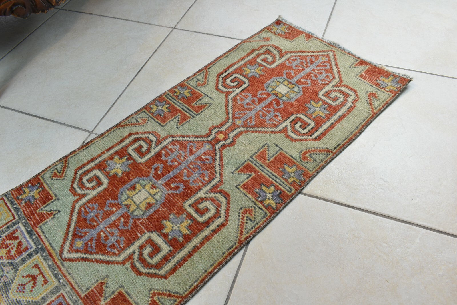 Anatolian Runner 3x1.3 ft Vintage Turkish Runner Oushak Runner Rug Y36