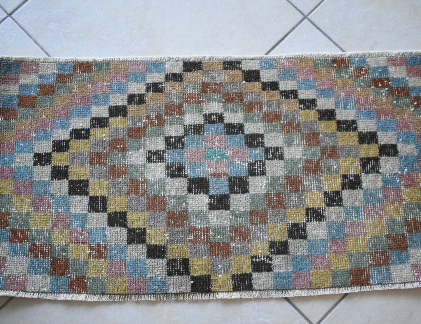 Small Turkish Runner 2.7x1.4 ft Vintage Oushak Rug Anatolian Rug Faded Rug Y03