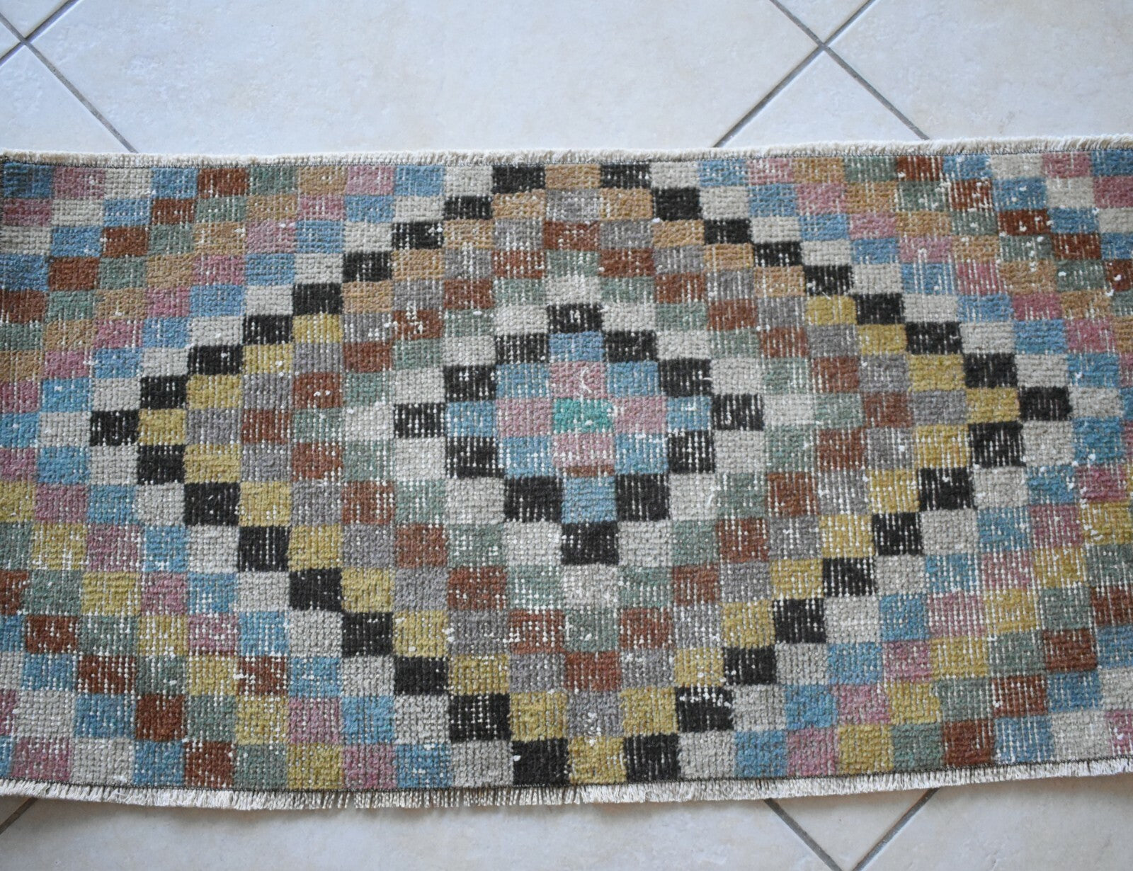 Small Turkish Runner 2.7x1.4 ft Vintage Oushak Rug Anatolian Rug Faded Rug Y03