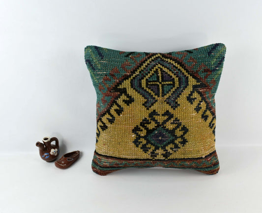 16x16 Ethnic Vintage Turkish Rug Pillow Cover Home Decorative Boho Cushion A3078