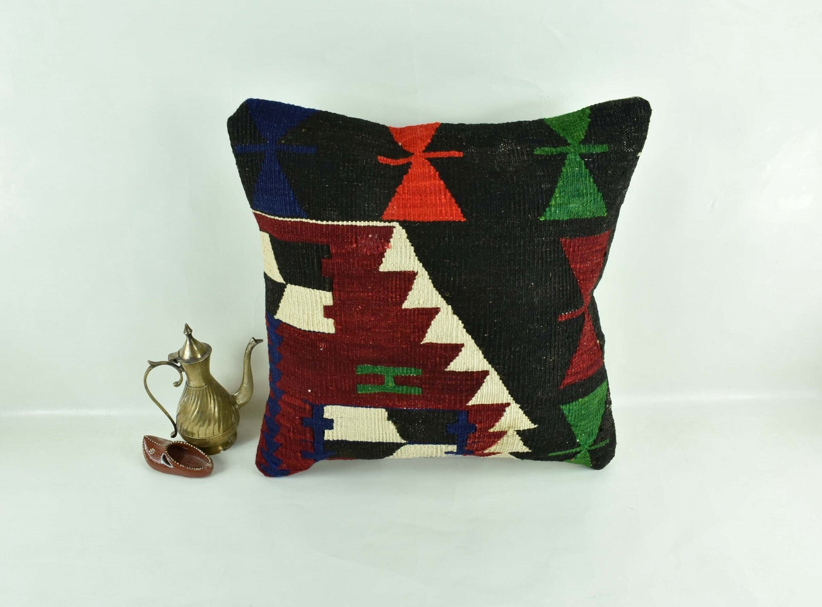 18"x18" Kilim Pillow Cover  Handmade Turkish Vintage Cushion Tribal Lumbar 2989