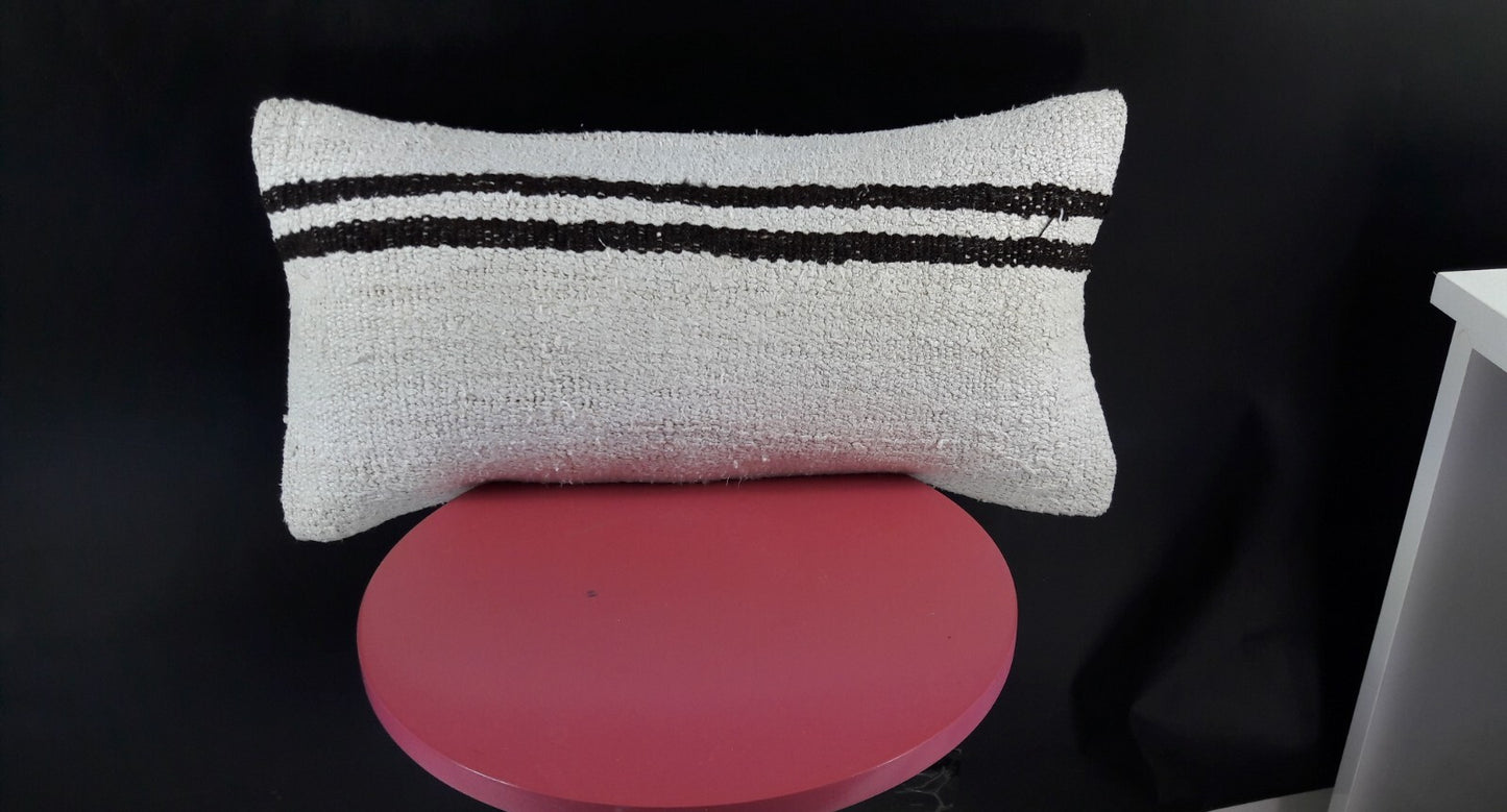 10x20 Kilim Lumbar Pillow Cover Vintage Ethnic Oushak Kilim Pillow Cover E1137