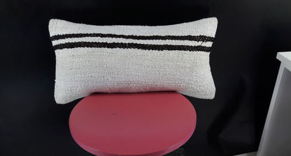 10x20 Kilim Lumbar Pillow Cover Vintage Ethnic Oushak Kilim Pillow Cover E1137