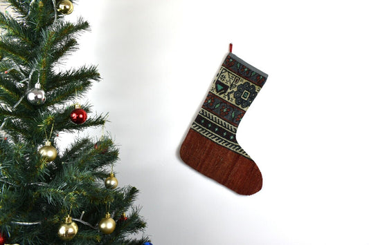 Kilim Christmas Stocking Vintage Rug Stocking Ethnic Decorative Xmas Socks S603