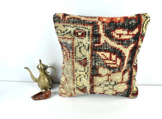 16x16 Kilim Pillow Cover Decorative Vintage Handknotten Bohemian Cushion A1667