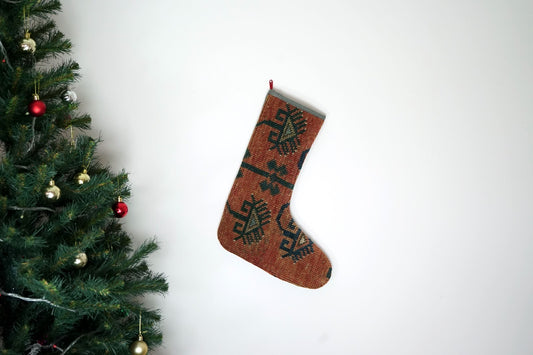 Kilim Christmas Stocking Vintage Rug Stocking Ethnic Decorative Xmas Socks S414
