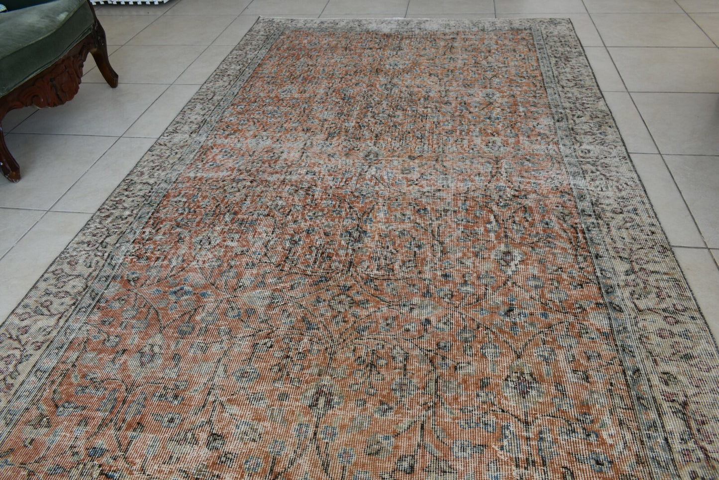 Large Turkish Rug 8.6x4.7 ft Vintage Rug Faded Oushak Rug Living Room Carpet B24