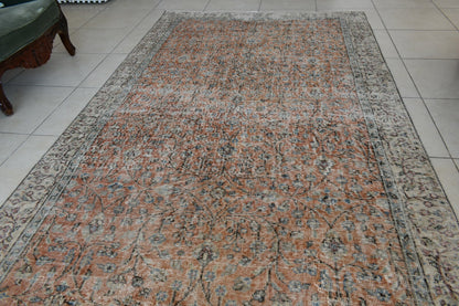 Large Turkish Rug 8.6x4.7 ft Vintage Rug Faded Oushak Rug Living Room Carpet B24