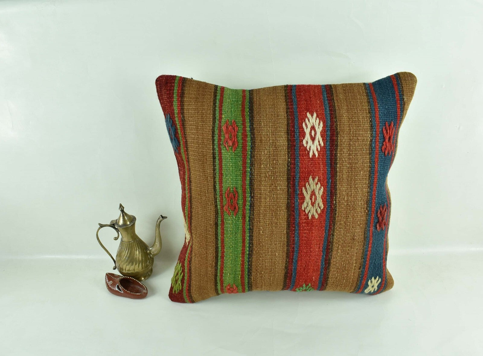 18"x18" Kilim Pillow Cover  Handmade Turkish Vintage Cushion Tribal Lumbar 2991