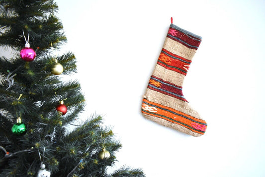 Christmas Stocking Kilim Christmas Sock Rug Gift Stocking Xmas Decor Socks S18