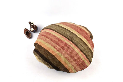 Kilim Round Pillow Cover 18" in Tribal Vintage Turkish Carpet Round Cushion 4947