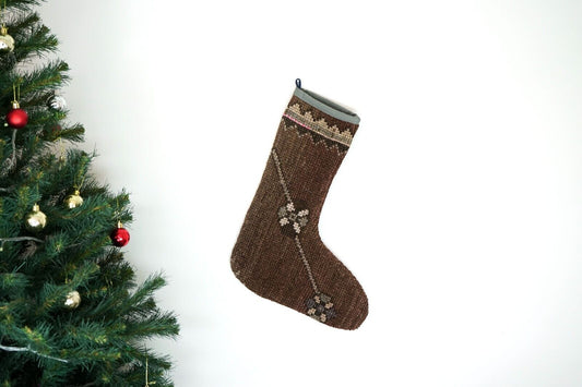 Kilim Christmas Stocking Vintage Rug Stocking Ethnic Decorative Xmas Socks S499