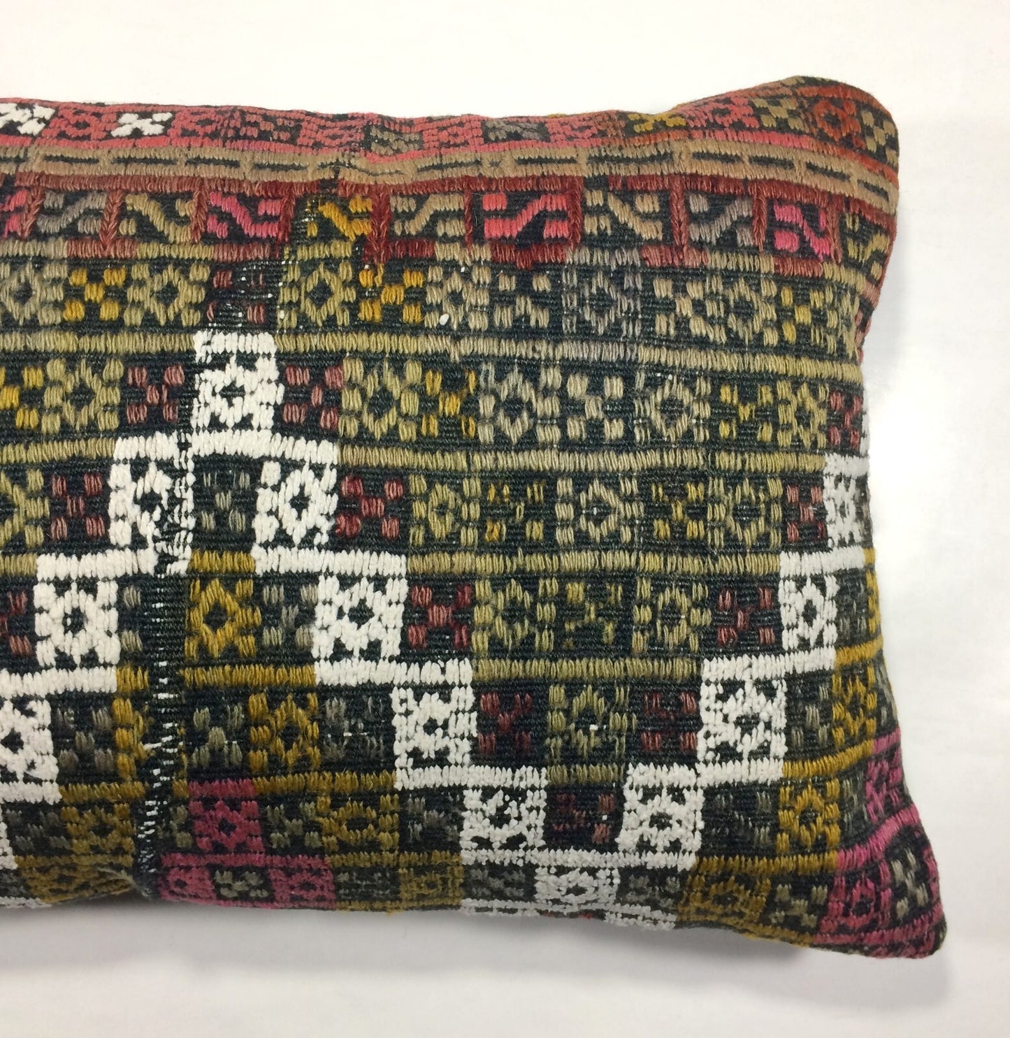 Kilim Pillow Cover 12x20 Handmade Turkish Rug Boho Ethnic Lumbar Cushion 853