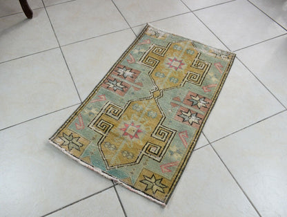 Turkish Runner 2.8x1.7 ft Mini Anatolian Rug Vintage Runner Turkish Runner Y108