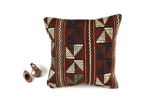 Kilim Pillow Cover 16x16 inch Handknotten Decorative Vintage Cushion Cover A2513