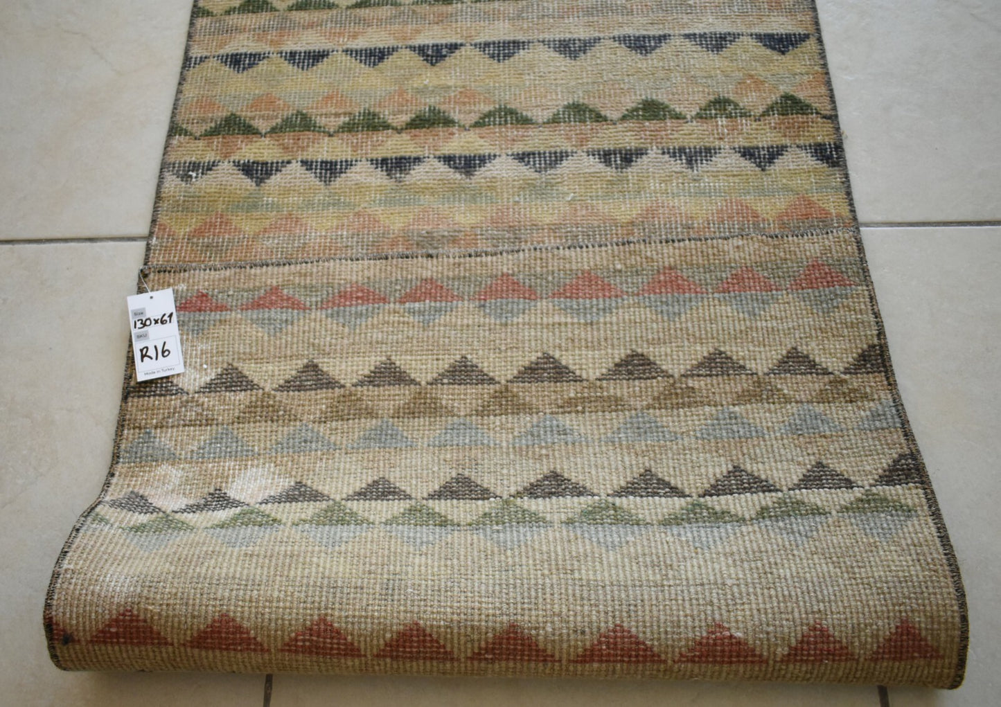 Small Turkish Runner 4.2x2 ft Vintage Runner Hallway Runner Handwoven Rug R16