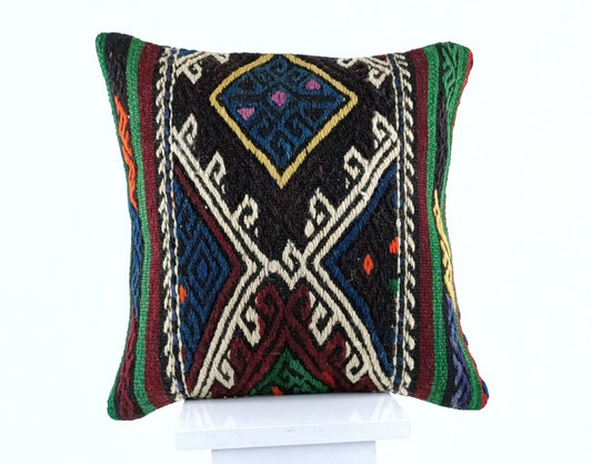 16x16 Ethnic Vintage Turkish Rug Pillow Cover Home Decorative Boho Cushion 1725