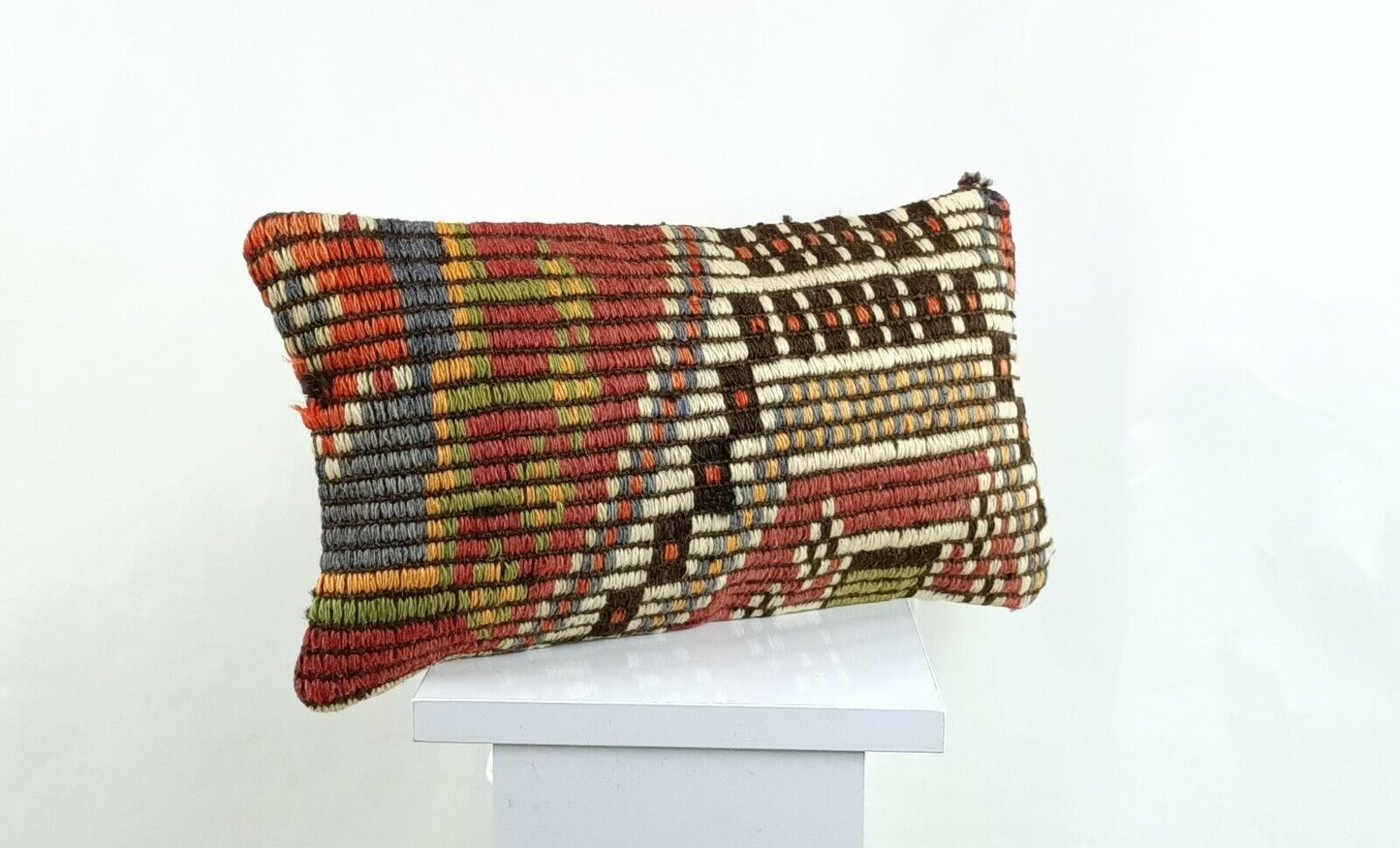 Kilim Pillow Cover 8x16 in Handmade Oriental Rug Tribal Ethnic Lumbar Case A1368