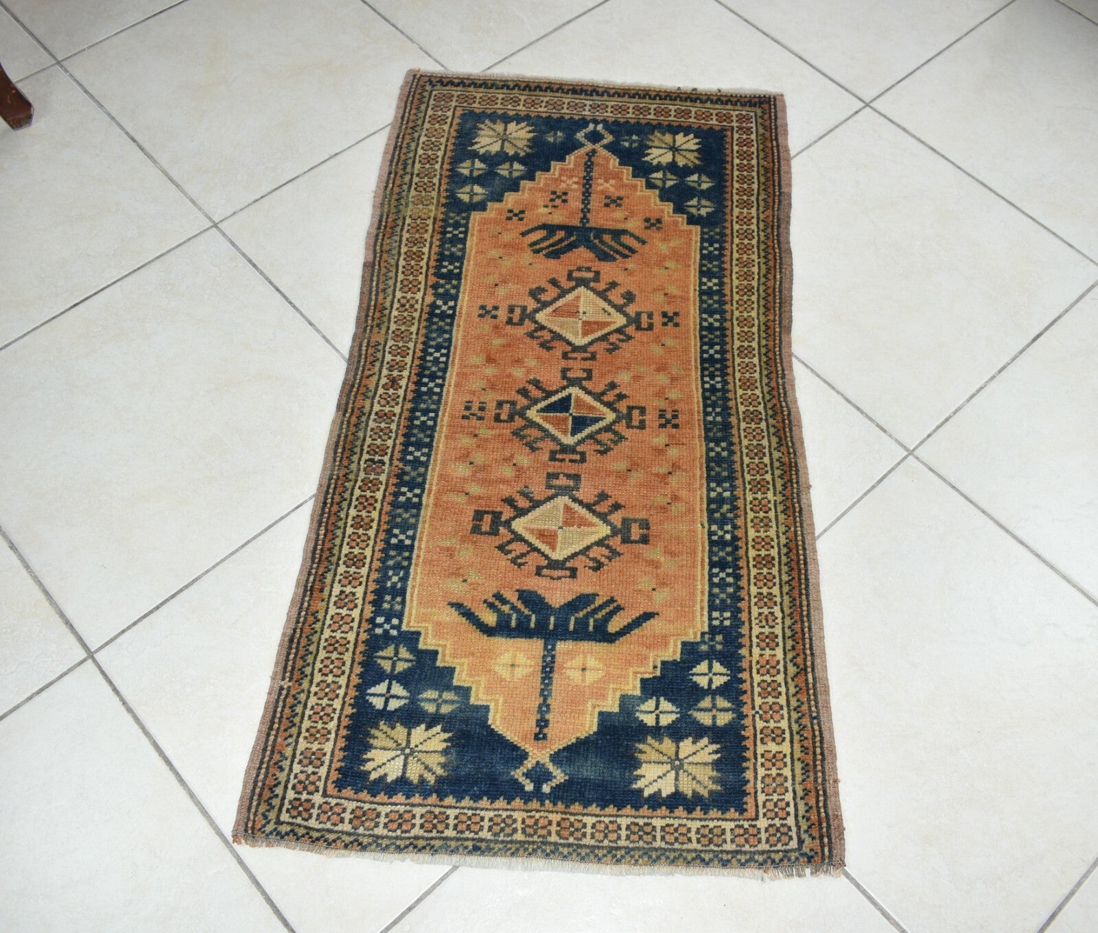 Turkish Runner 3.5x1.8 ft Mini Anatolian Rug Vintage Runner Turkish Runner Y114