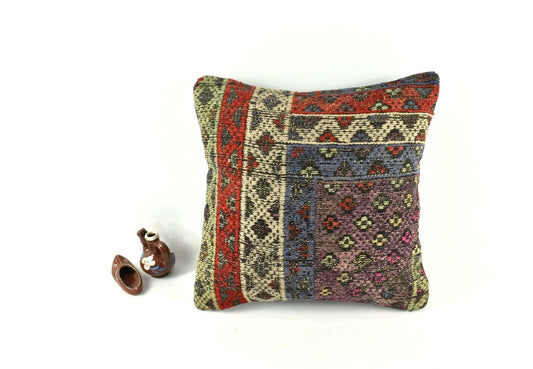 16x16 Ethnic Vintage Turkish Rug Pillow Cover Home Decorative Boho Cushion A2514