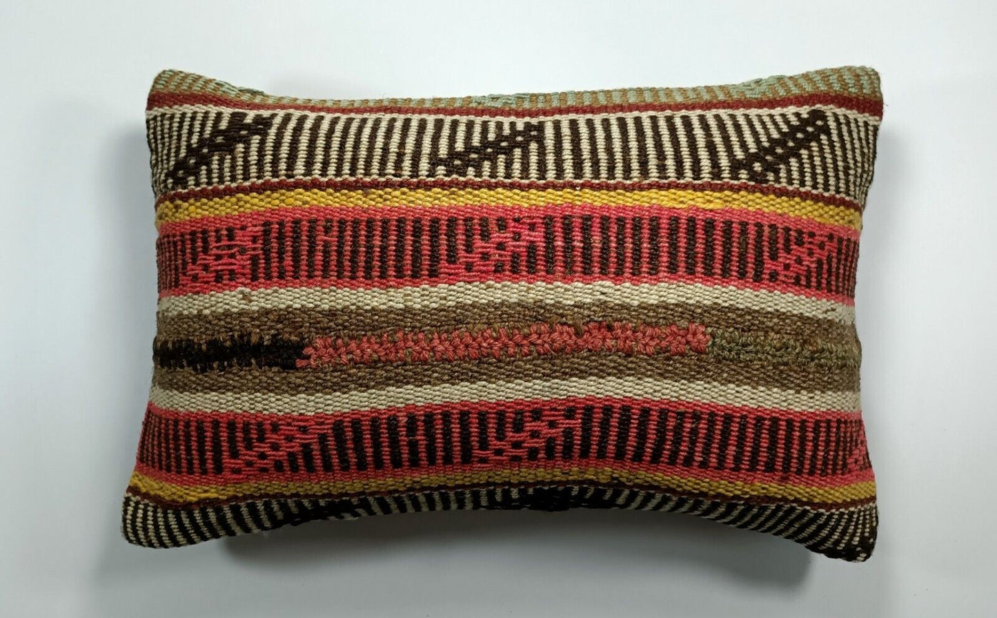 Kilim Pillow Cover 12x20 Turkish Handmade Sofa Couch Floor Lumbar Cushion E20