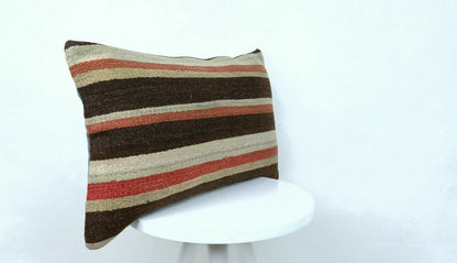 12x20 Kilim Lumbar Pillow Cover Handmade Traditional Oriental Wool Cushion E537