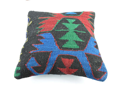 14"x14" Kilim Pillow Cover Handmade Turkish Tribal Ethnic Boho Rug Cushion A1715