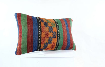 Kilim Pillow Cover 12x20 Turkish Handmade Sofa Couch Floor Lumbar Cushion E1032