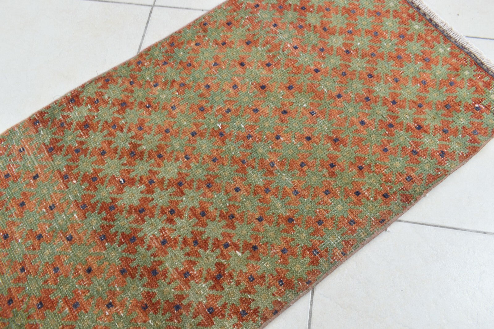 Small Turkish Runner 3.6x1.9 ft Vintage Runner Hallway Runner Handwoven Rug R36