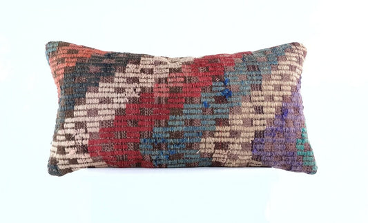 12x24 Kilim Lumbar Cushion Cover Turkish Tribal Vintage Ethnic Pillow E899