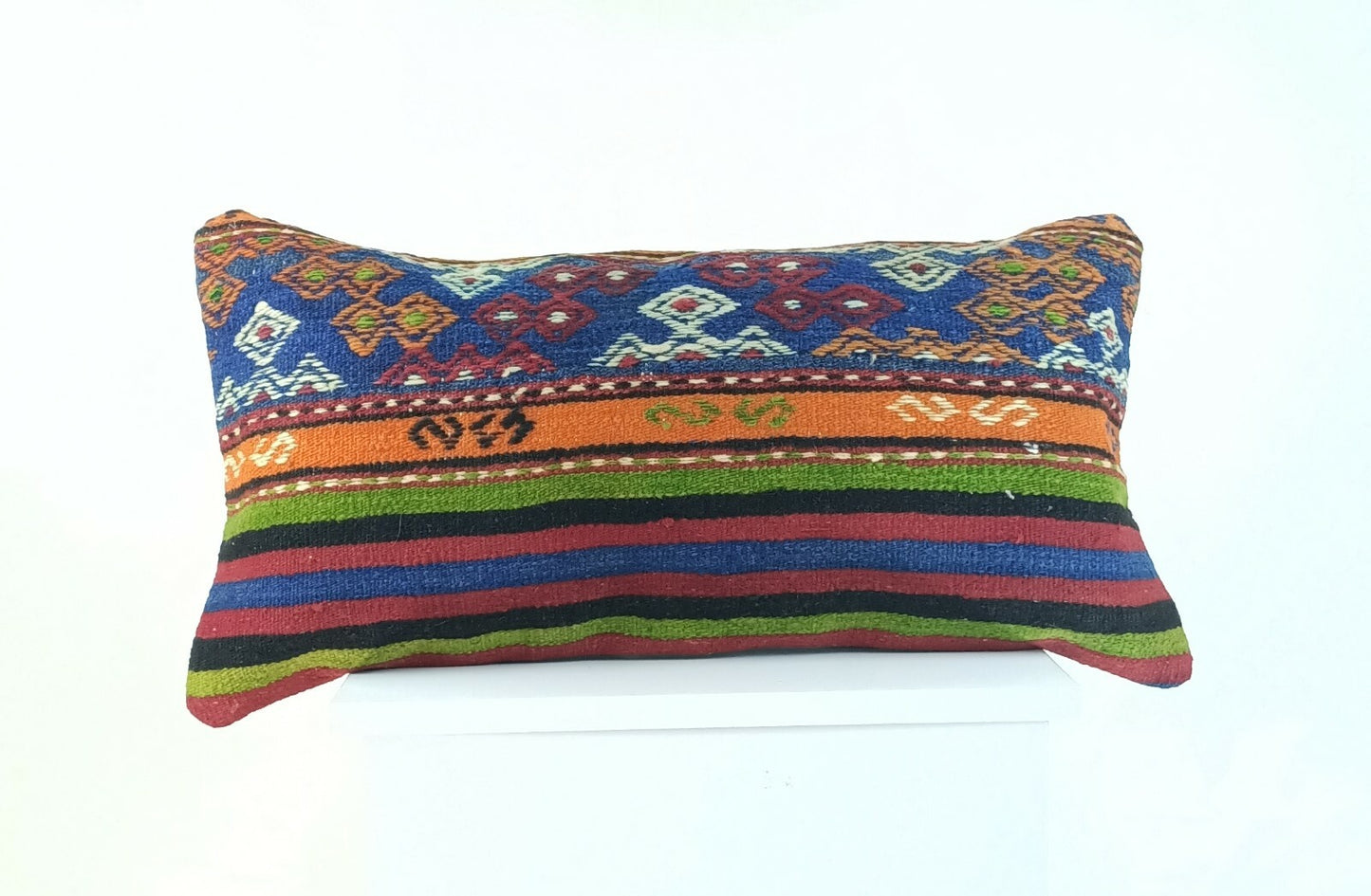 Kilim Pillow Cover 12x24 Traditional Oushak Rug Wool Throw Lumbar Cushion A925