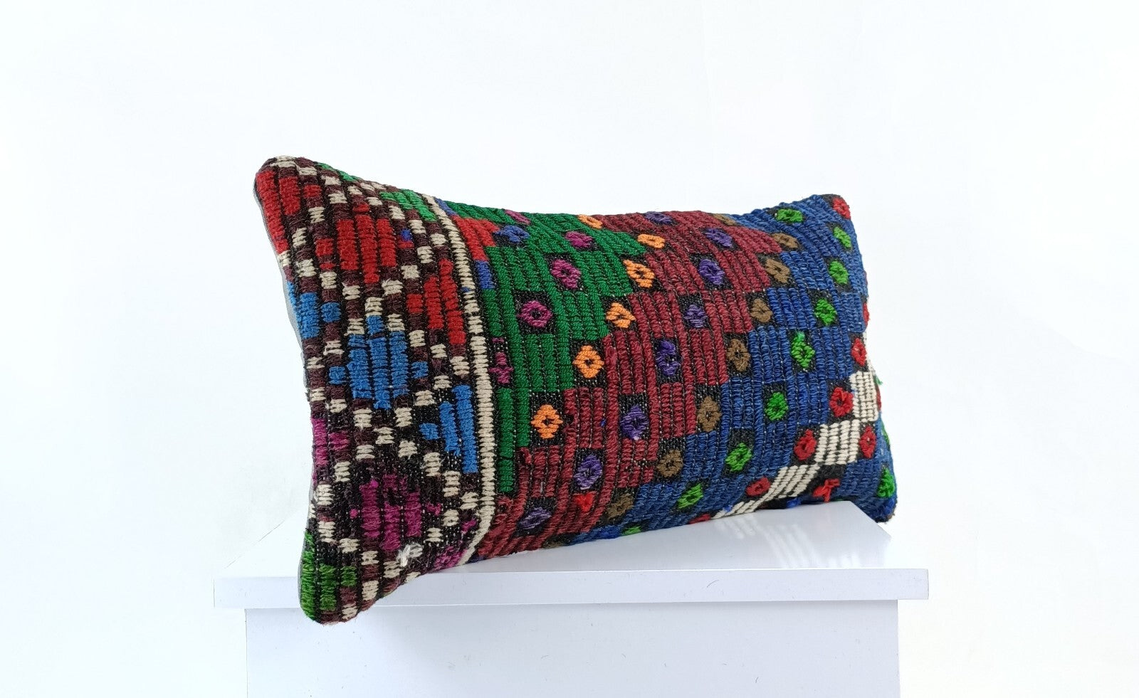 10x20 Kilim Lumbar Pillow Cover Vintage Ethnic Oushak Kilim Pillow Cover E1116