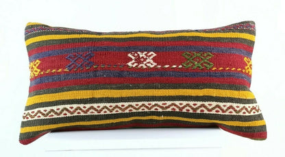 Kilim Pillow Cover 12x24 Handmade Turkish Traditional Oushak Lumbar Cushion E932