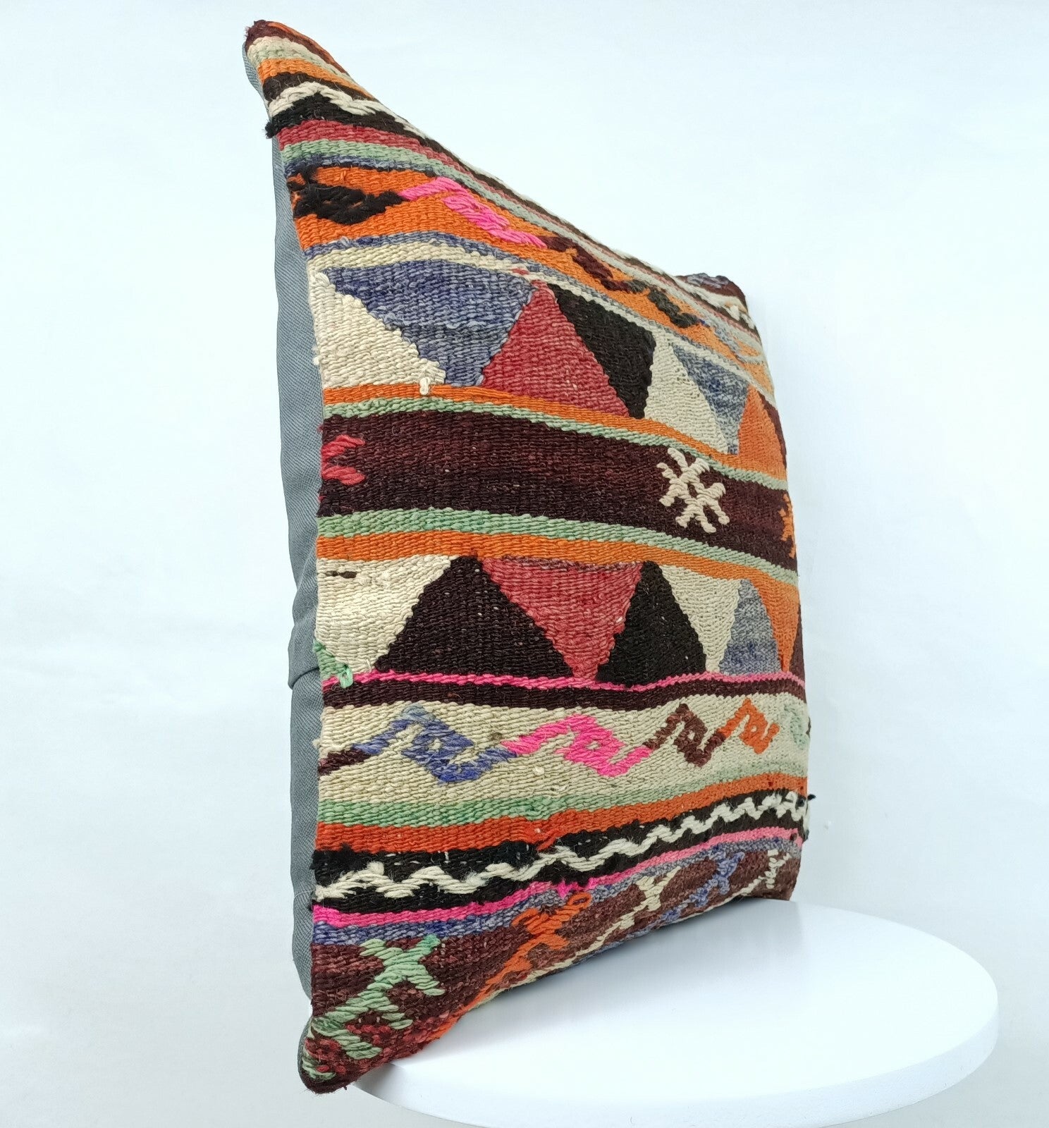 18x18 Kilim Pillow Cover Turkish Vintage Tribal Ethnic Wool Lumbar Cushion A380