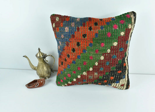Kilim Pillow Cover 14x14 Vintage Home Decorative Sofa Couch Cushion A1760