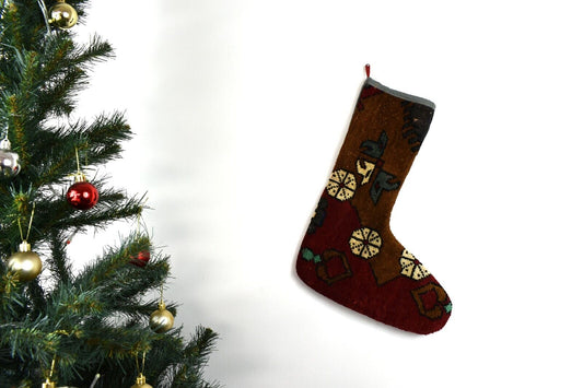 Kilim Christmas Stocking Vintage Rug Stocking Ethnic Decorative Xmas Socks S712