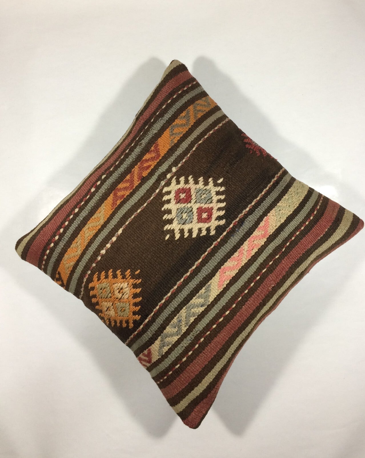 18"x18" Kilim Pillow Cover  Handmade Turkish Vintage Cushion Tribal Lumbar 664