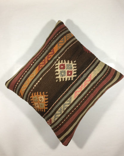 18"x18" Kilim Pillow Cover  Handmade Turkish Vintage Cushion Tribal Lumbar 664