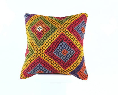 18"x18" Kilim Pillow Cover  Handmade Turkish Vintage Cushion Tribal Lumbar 1819