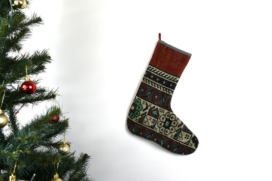 Kilim Christmas Stocking Vintage Rug Stocking Ethnic Decorative Xmas Socks S615