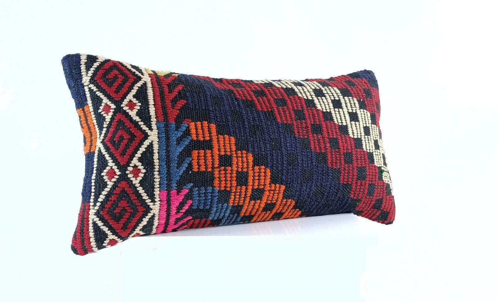 Handmade Turkish Kilim Pillow Cover 12x24 Ethnic Boho Sofa Lumbar Cushion E994