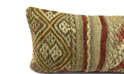 10x20 Kilim Lumbar Pillow Cover Vintage Ethnic Oushak Kilim Pillow Cover 4857