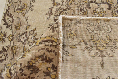 Handmade Vintage Oushak Runner 3.9 x 6.3 ft  Accent Beige Pastel Area Rug C23