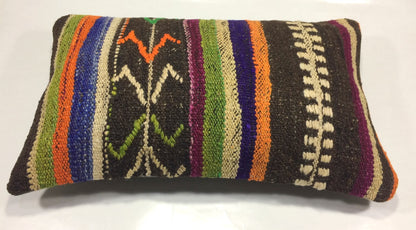 Kilim Pillow Cover 12x20 Handmade Turkish Rug Boho Ethnic Lumbar Cushion 867