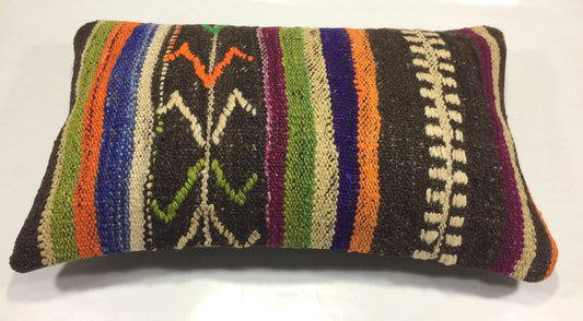 Kilim Pillow Cover 12x20 Handmade Turkish Rug Boho Ethnic Lumbar Cushion 867