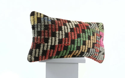 8"x16" Kilim Pillow Cover Handwoven Turkish Rug Traditional Oriental Lumbar E732